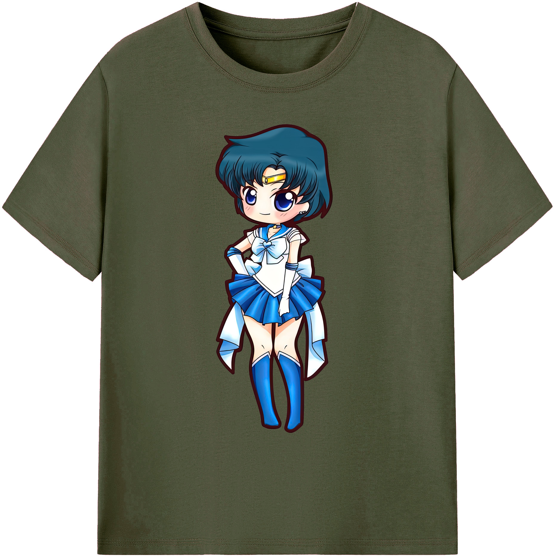 （画像用） 美少女戦士セーラームーン 水野 亜美 みずの あみ Sailor Moon Mizuno Ami 綿100％ メンズ半袖Tシャツ｜肌触りやわらか＆通気性